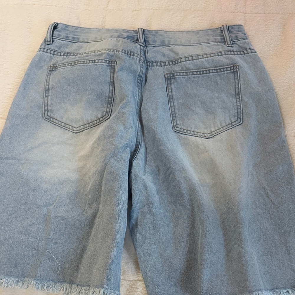 SHEIN Light Blue Distressed High-Waist Denim Shorts NWOT - Picture 2 of 3